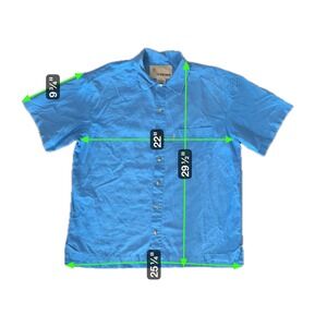 The Hemp Company Blue Short Sleeve Button Up Shirt Men's Size M